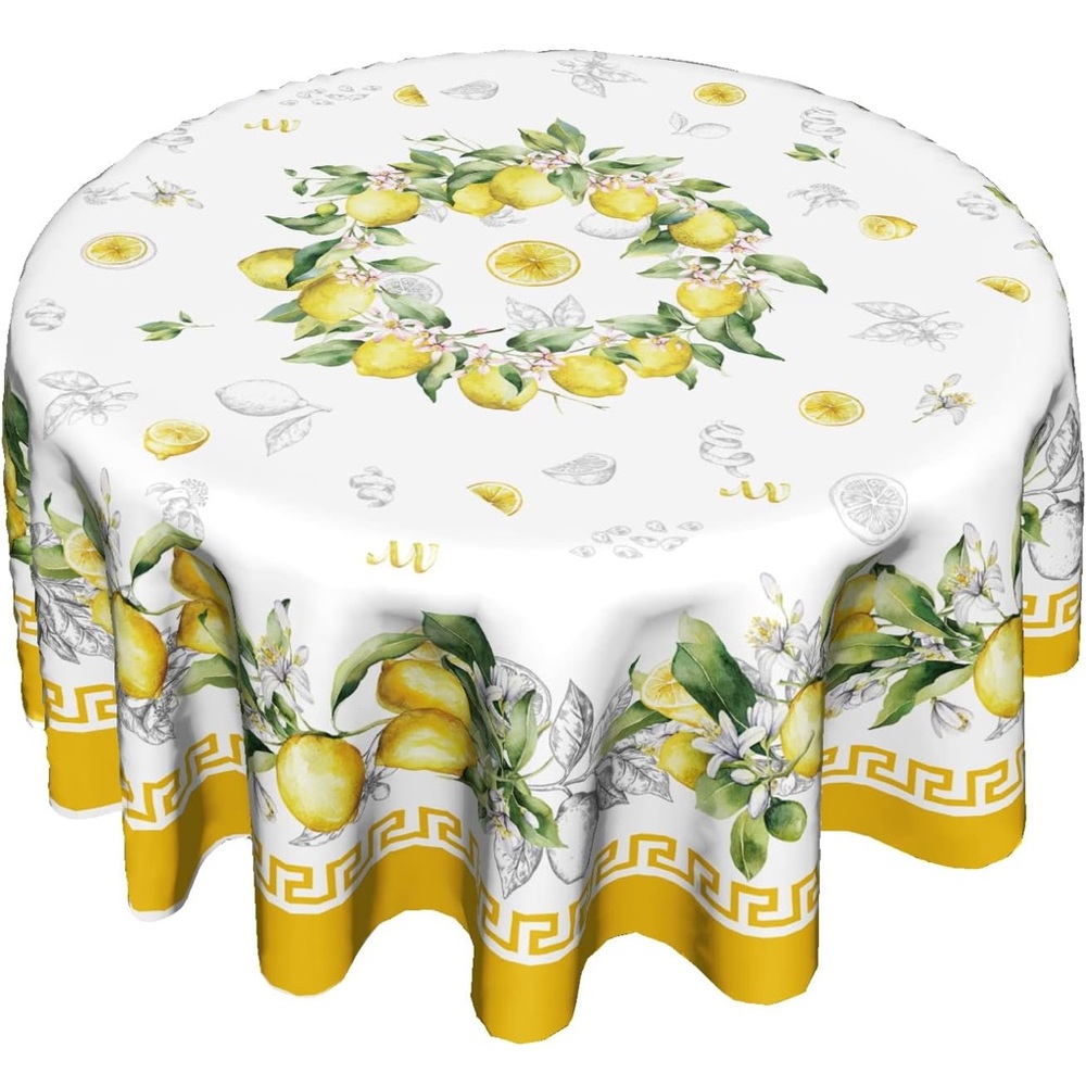 Lemon Print Tablecloth - White and Yellow - Picture 2 of 5